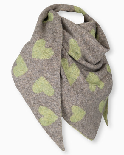 Dreieckstuch Herz taupe grün