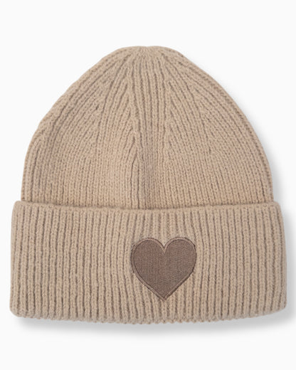 Mütze Herz beige