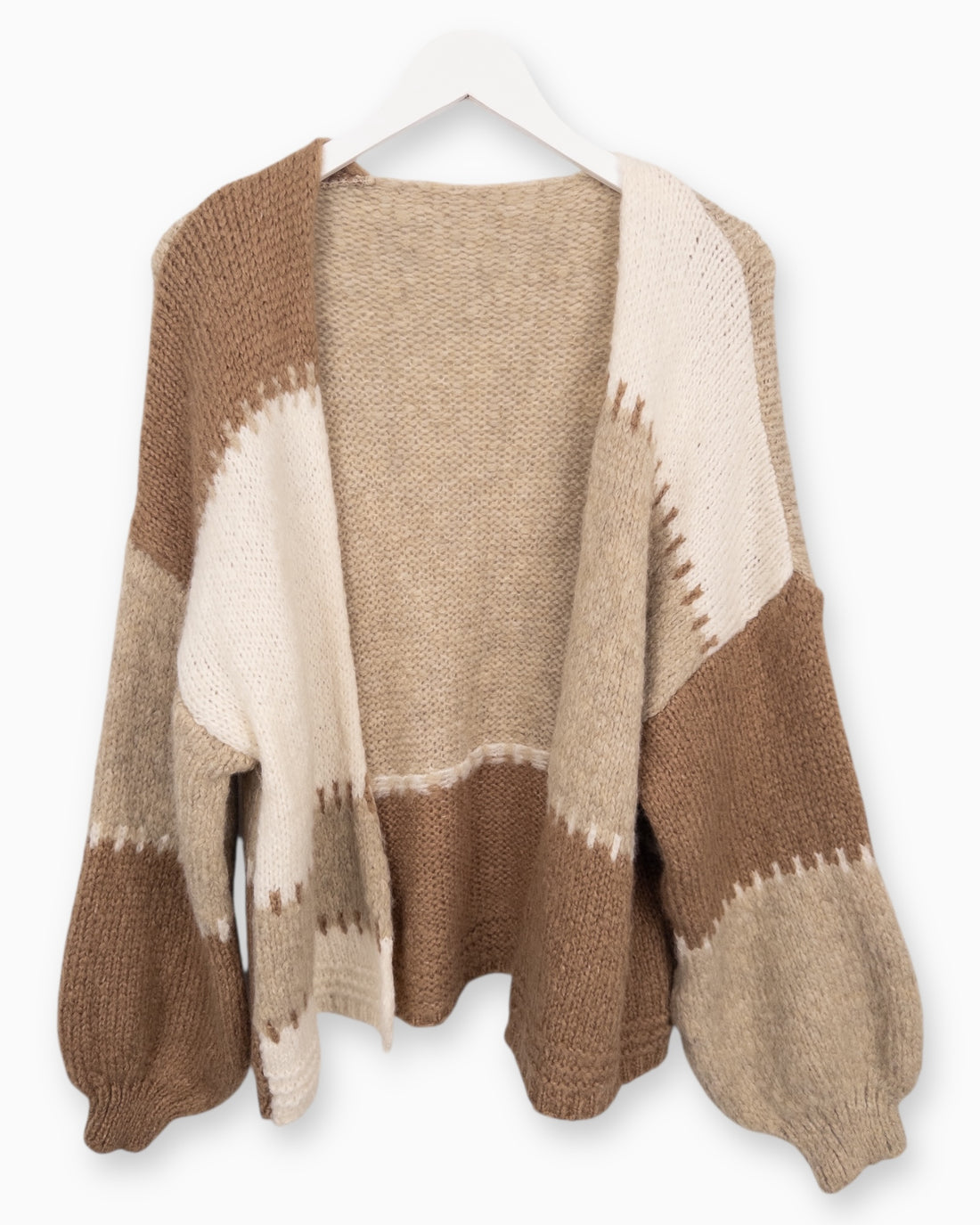 Mehrfarbige Strickweste braun beige creme