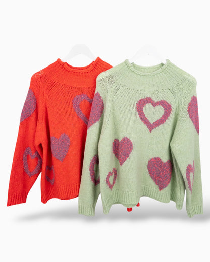 Pullover Herz koralle