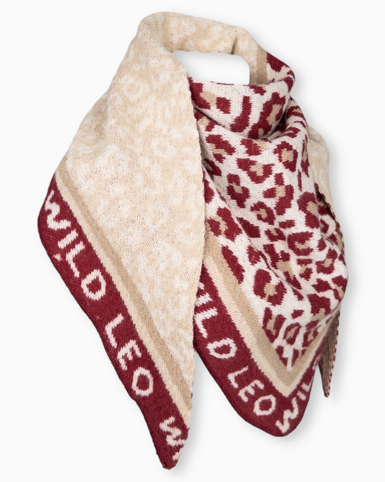 Dreieckstuch Wild Leo weinrot beige
