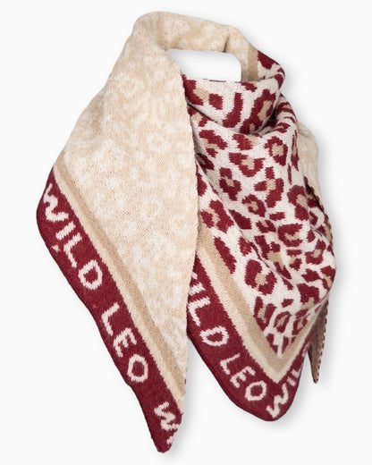 Dreieckstuch Wild Leo weinrot beige