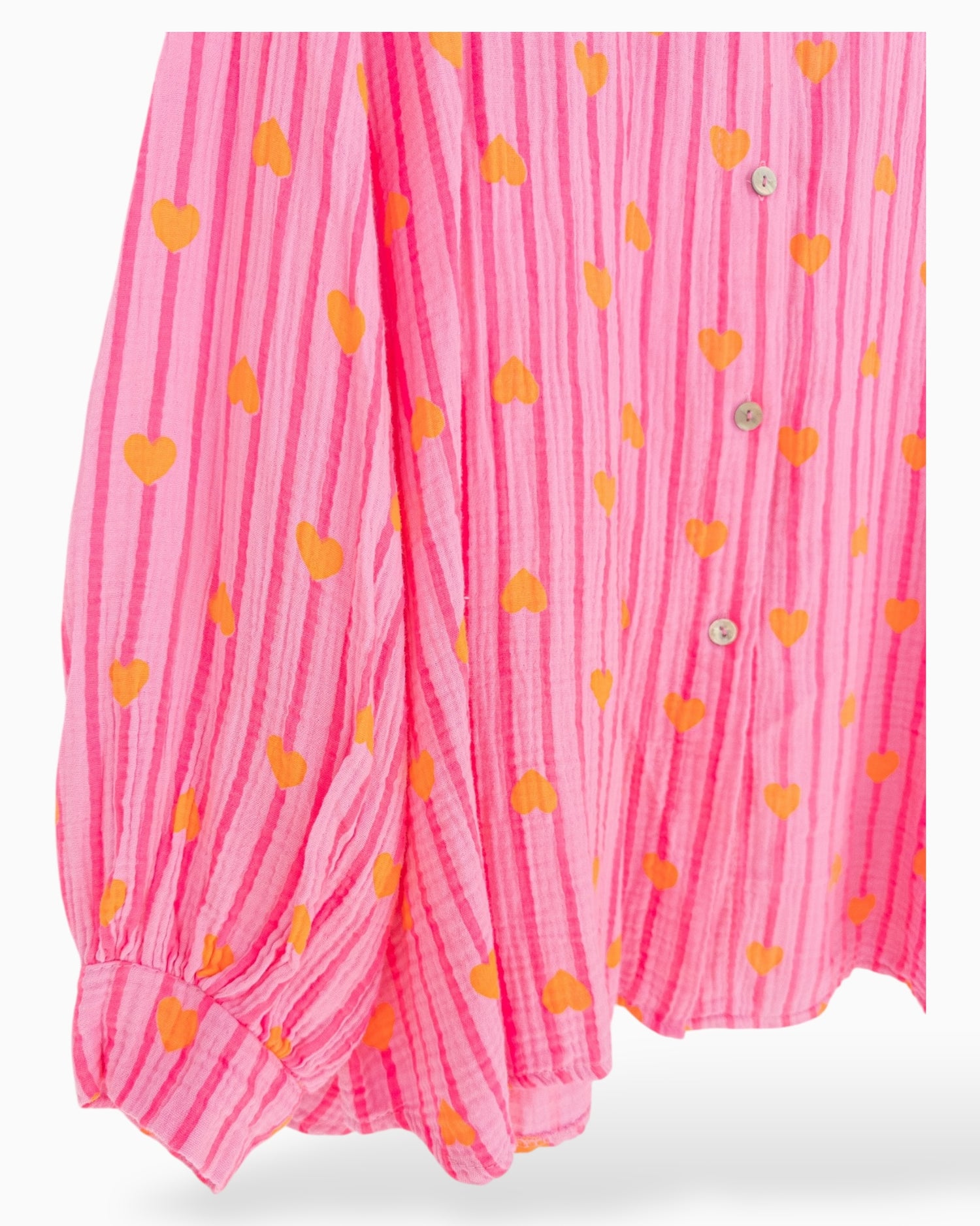 Oversize Musselin-Bluse Herzchen pink orange