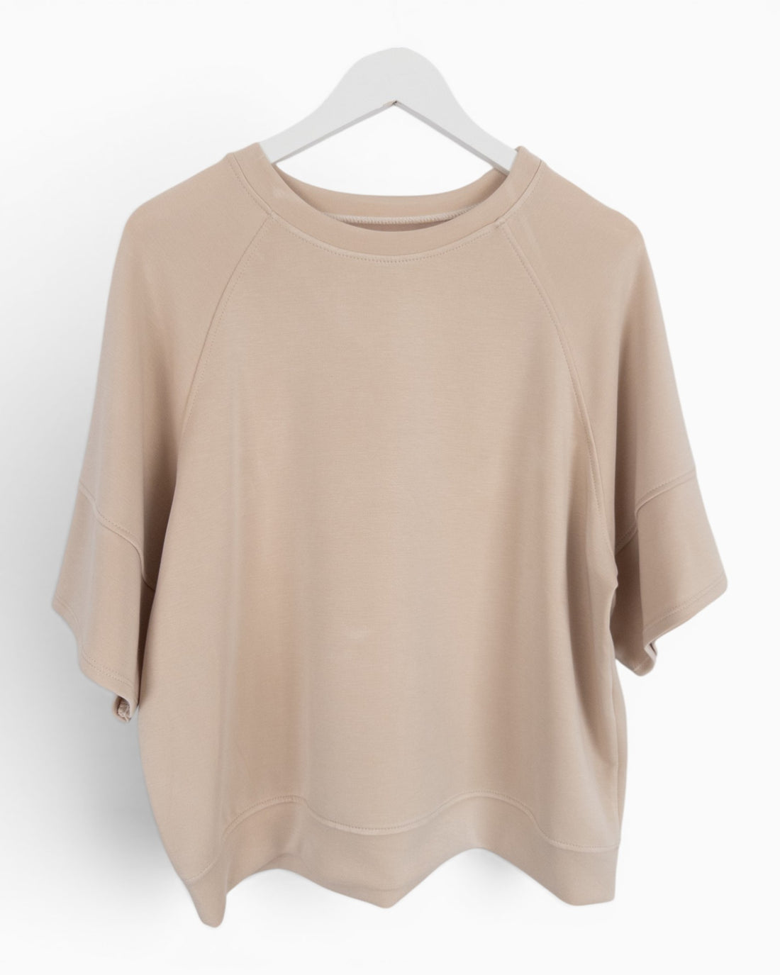 Oversize Shirt mit Rundhalsausschnitt beige