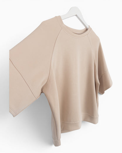 Oversize Shirt mit Rundhalsausschnitt beige