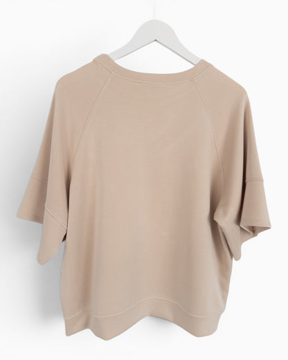 Oversize Shirt mit Rundhalsausschnitt beige