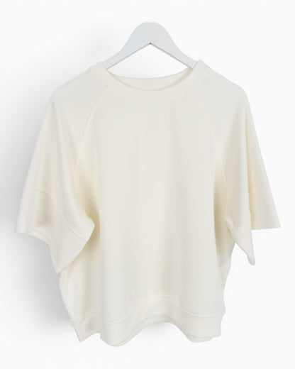 Oversize Shirt mit Rundhalsausschnitt creme