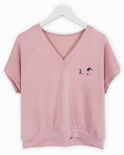 Shirt mit Dackel Motiv rosa