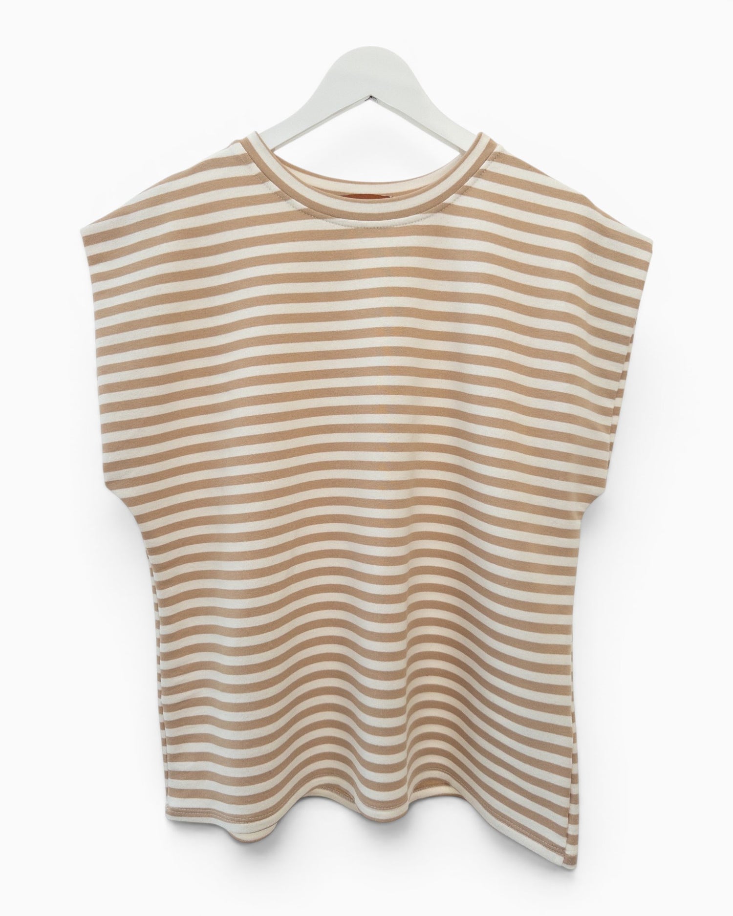 Gestreiftes Shirt mit überschnittener Schulter beige creme
