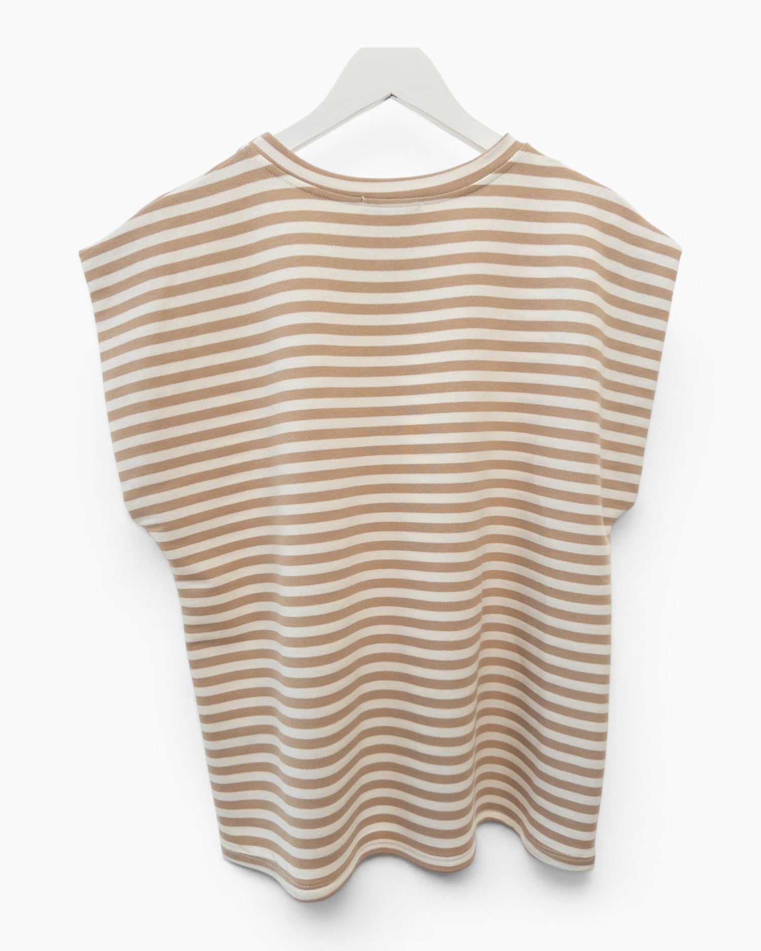 Gestreiftes Shirt mit überschnittener Schulter beige creme