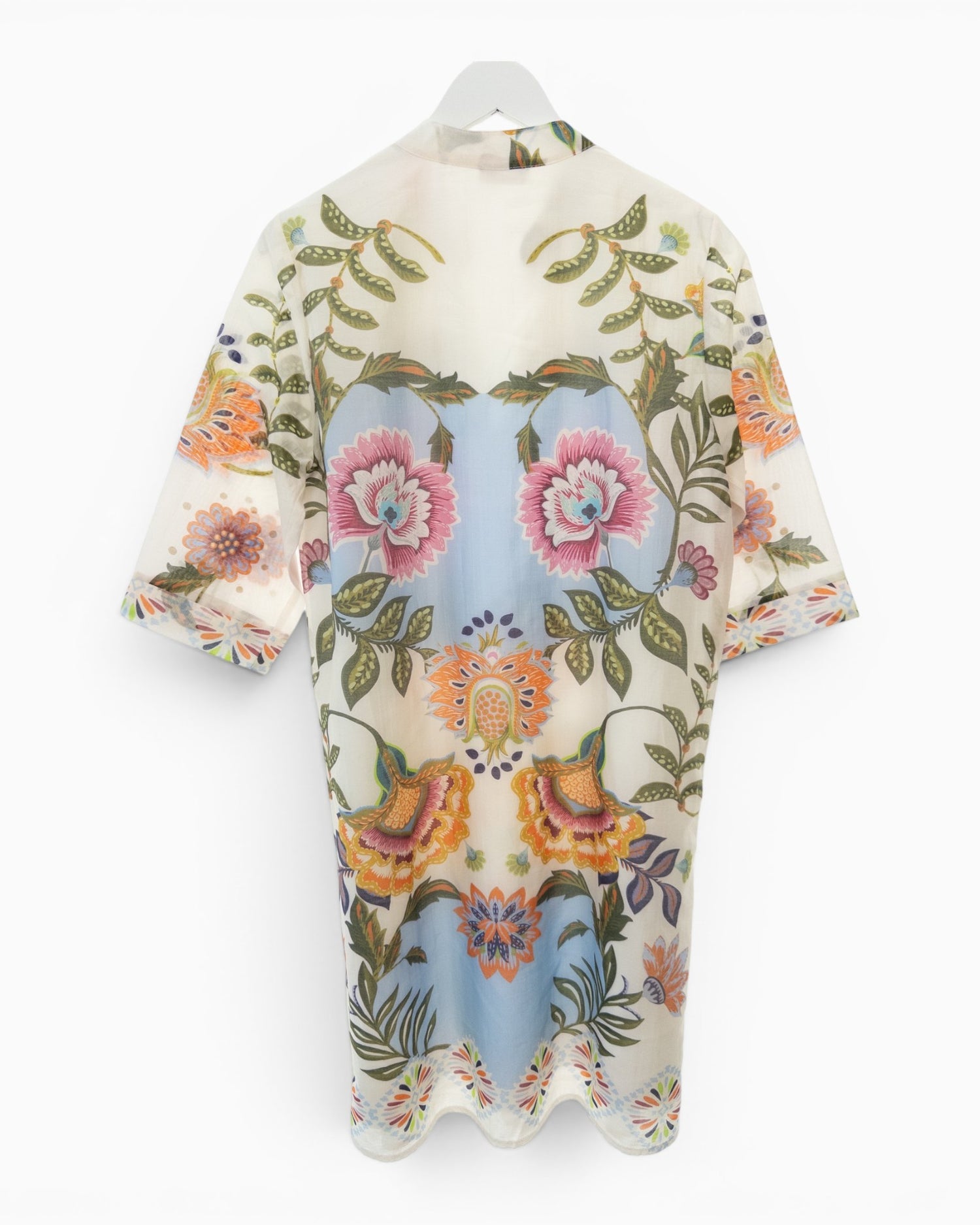 Tunika Kleid mit floralem Print creme