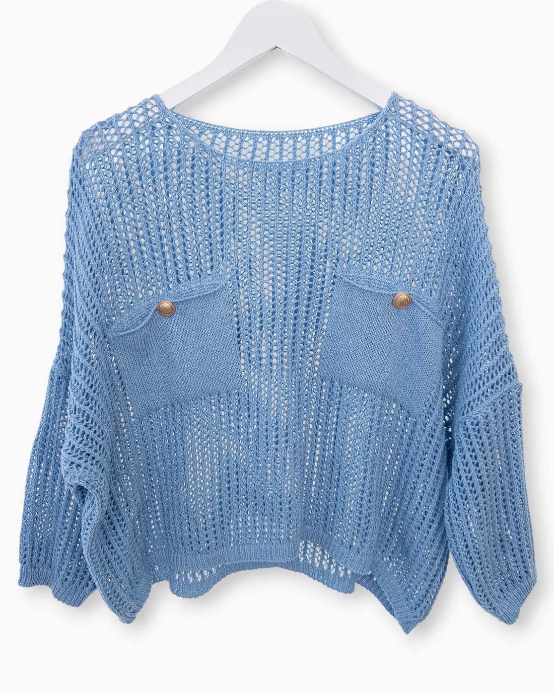 Häkel-Shirt mit Metallic-Effekt blau