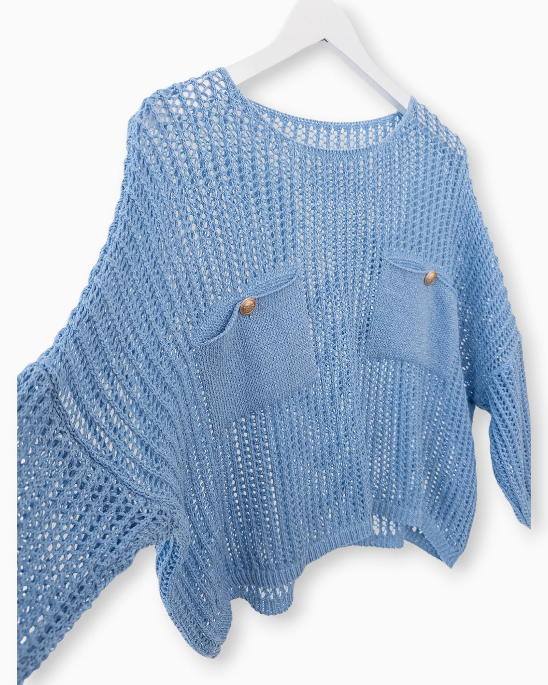 Häkel-Shirt mit Metallic-Effekt blau