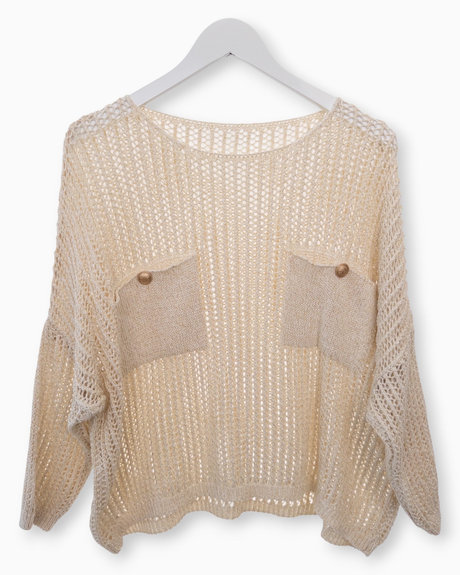 Häkel-Shirt mit Metallic-Effekt creme