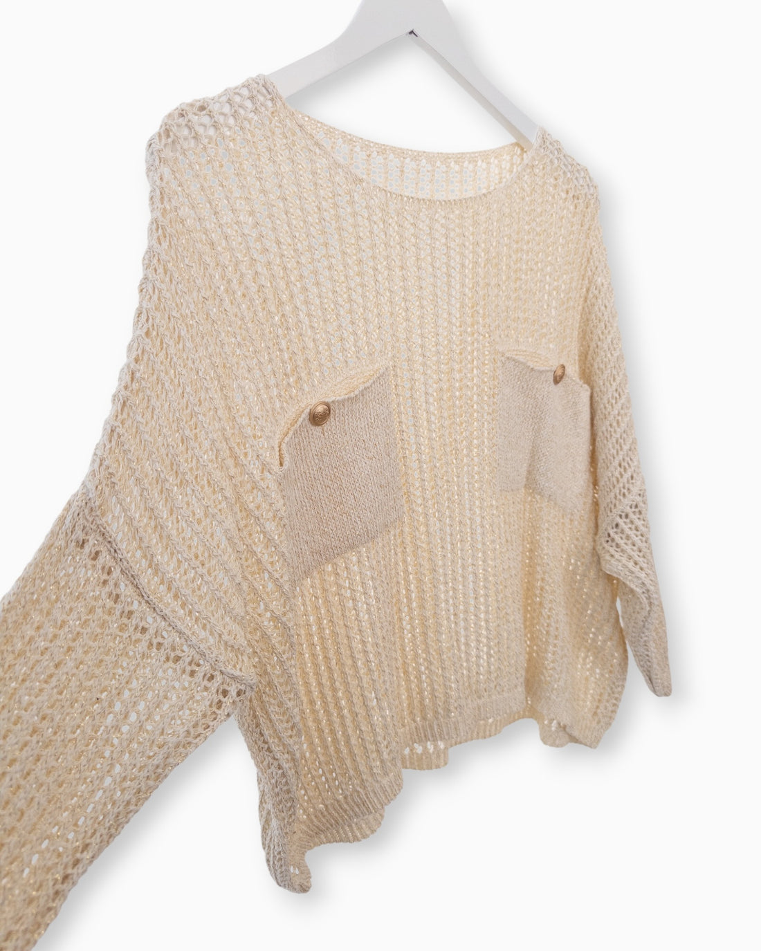 Häkel-Shirt mit Metallic-Effekt creme
