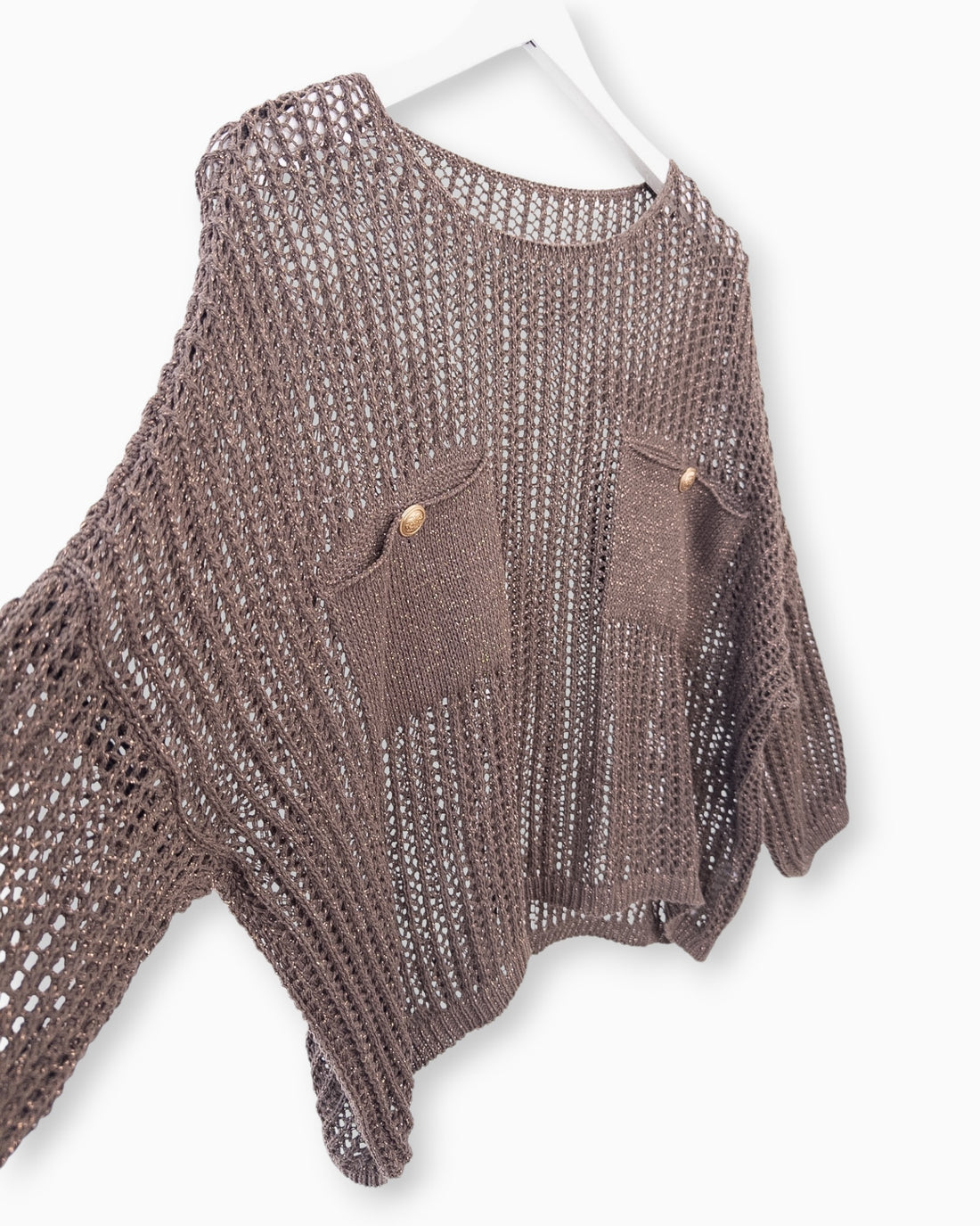 Häkel-Shirt mit Metallic-Effekt braun