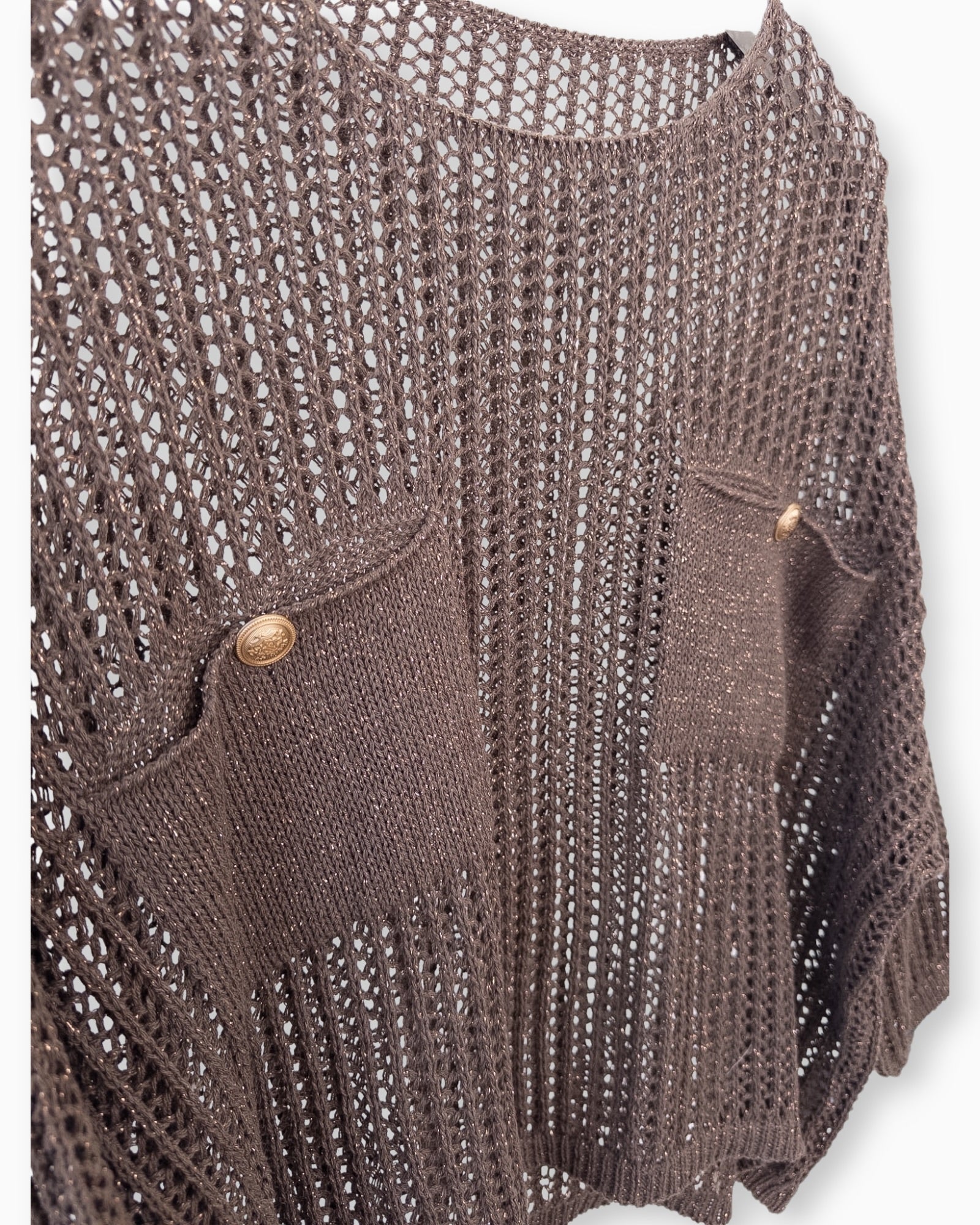 Häkel-Shirt mit Metallic-Effekt braun