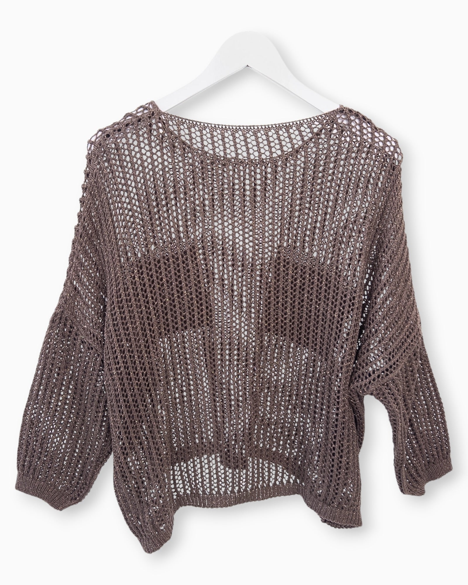 Häkel-Shirt mit Metallic-Effekt braun
