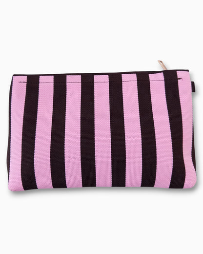 Täschchen mit Streifenmuster rosa dunkelbraun
