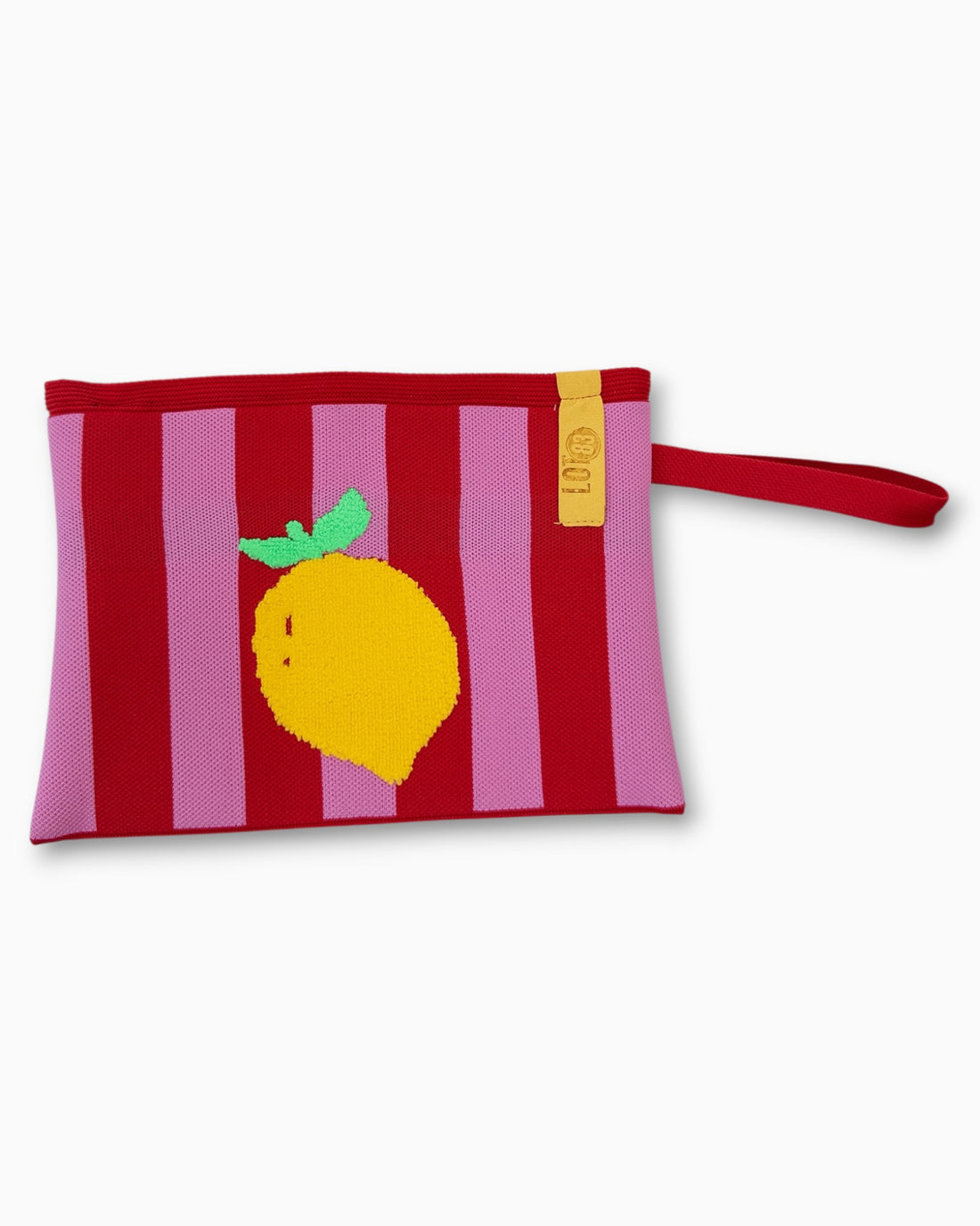 Täschchen mit Streifen und Zitronen-Motiv rot altrosa