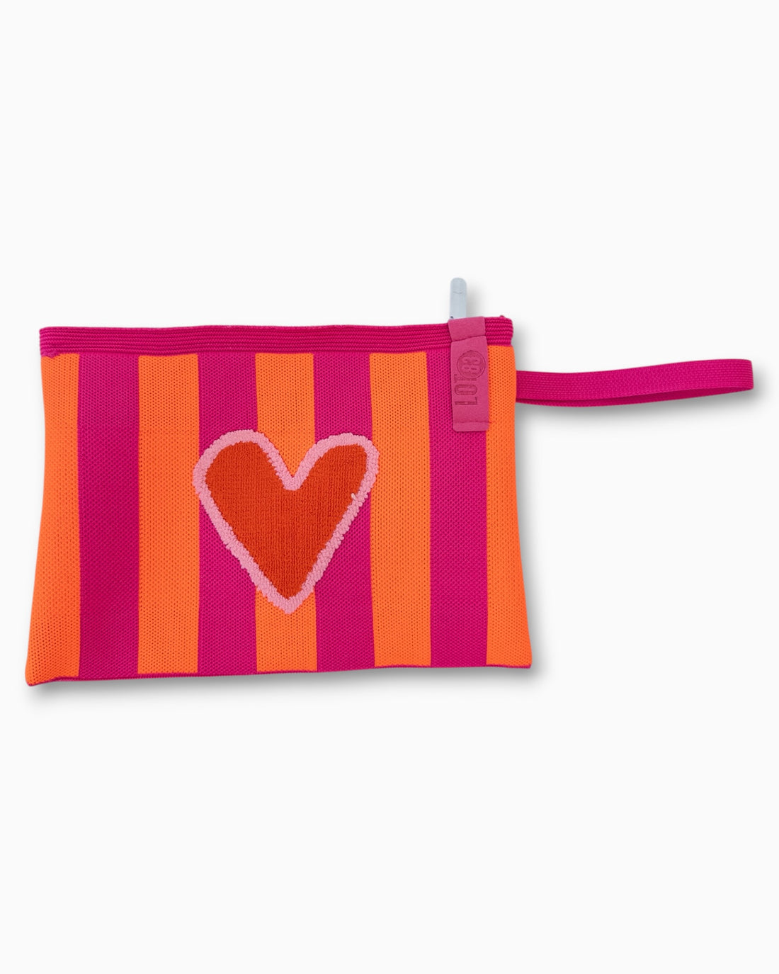 Täschchen LOT83 mit Streifen und Herz-Motiv pink orange
