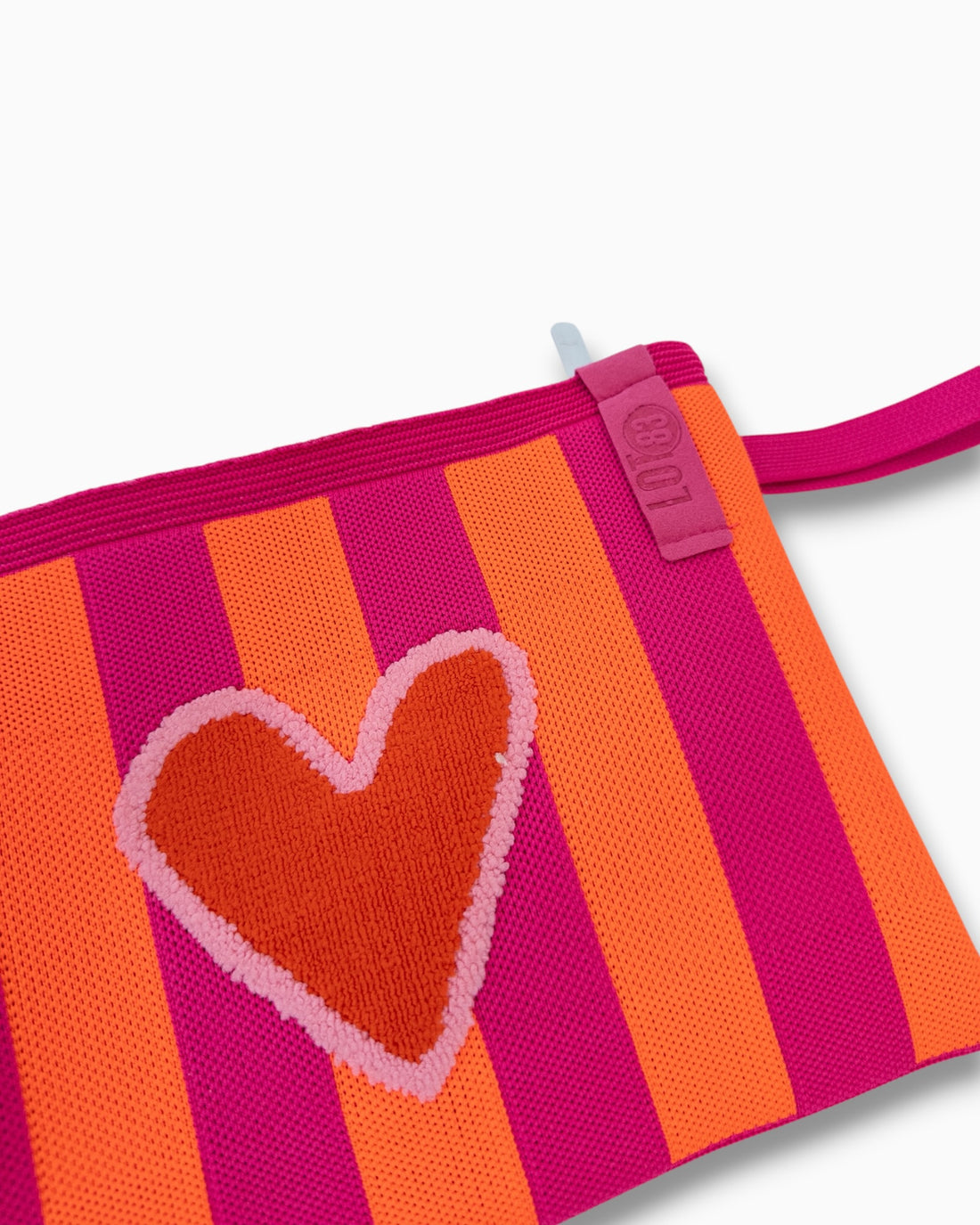 Täschchen LOT83 mit Streifen und Herz-Motiv pink orange