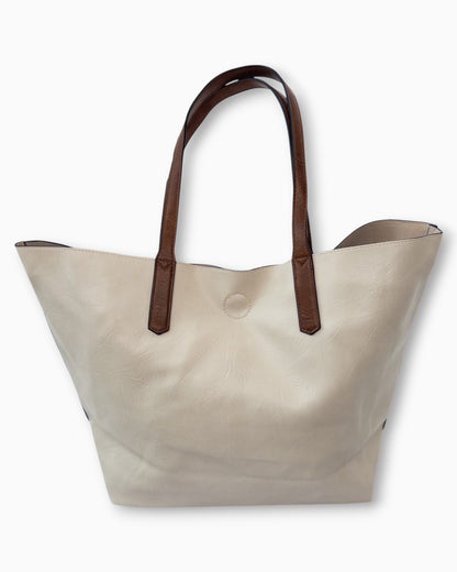 Handtaschen-Set 3-teilig mit Täschchen creme