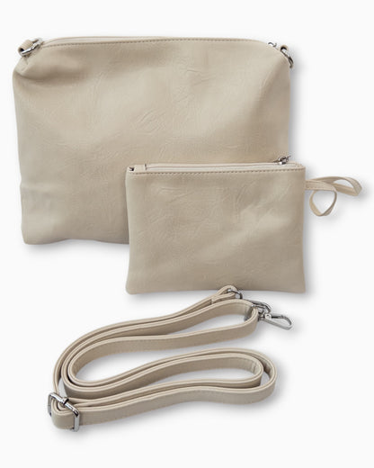 Handtaschen-Set 3-teilig mit Täschchen creme