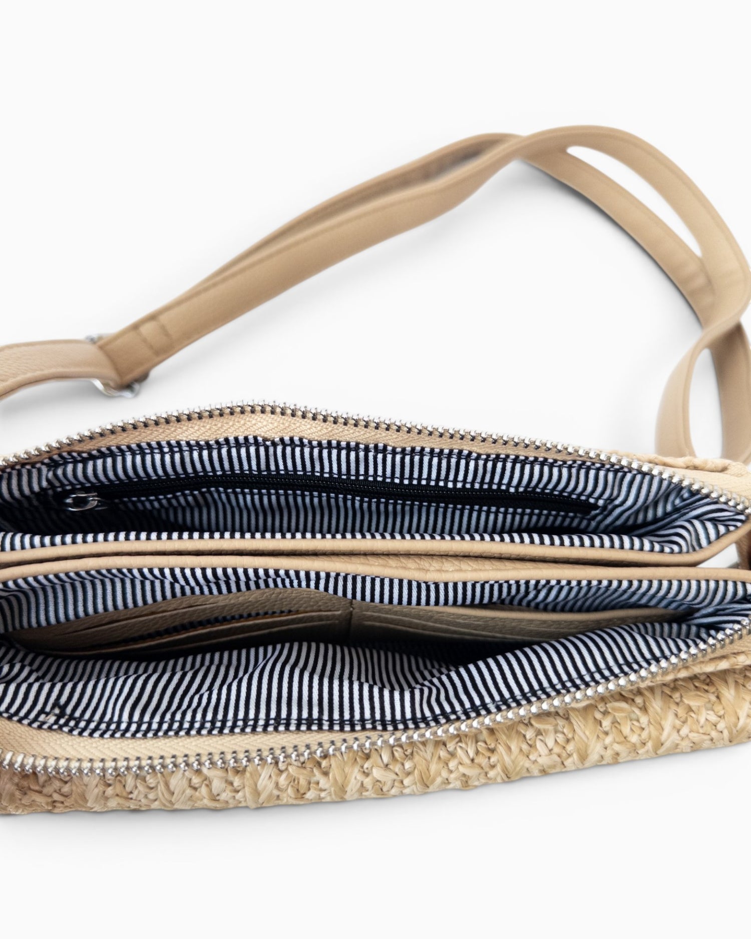 Kleine Umhängetasche Bast-Look natur