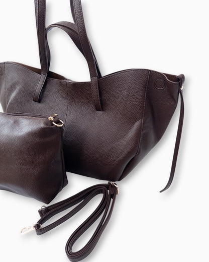 Handtaschen-Set mit herausnehmbarer Innentasche schoko