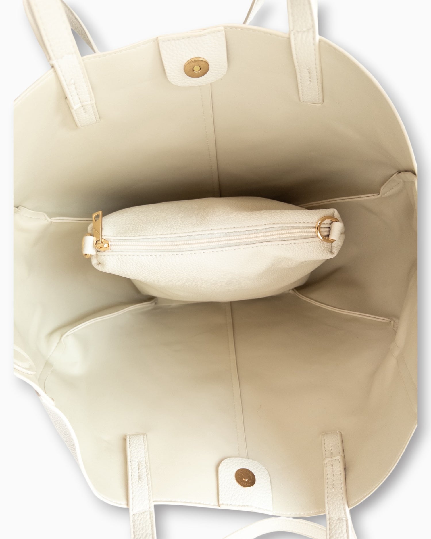 Handtaschen-Set mit herausnehmbarer Innentasche creme
