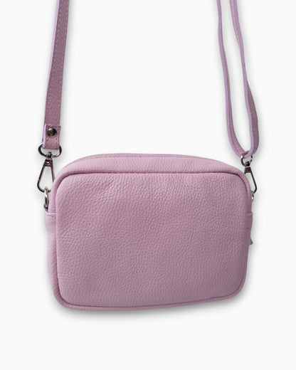 Leder-Umhängetasche mit Quasten rosa