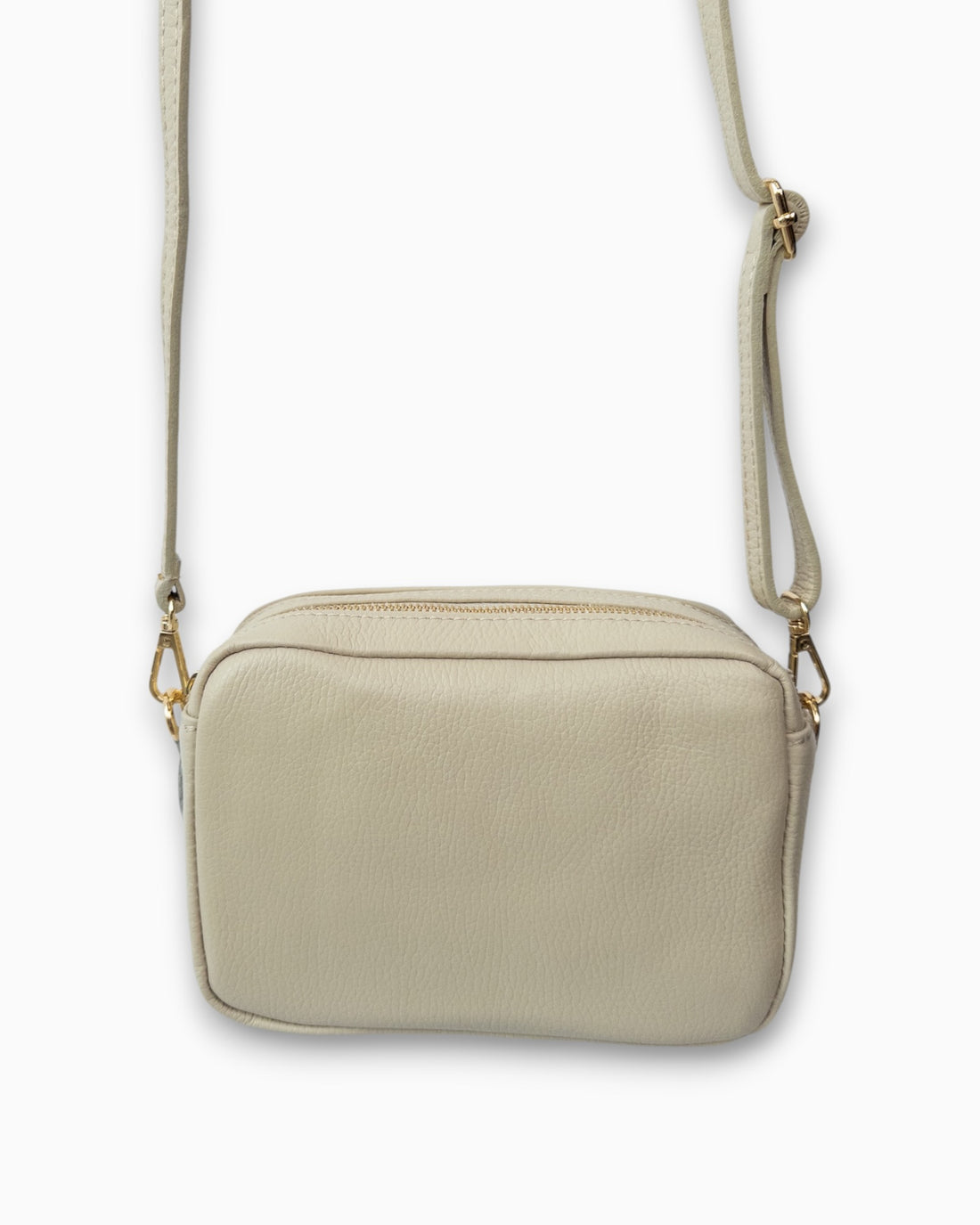 Leder-Umhängetasche beige