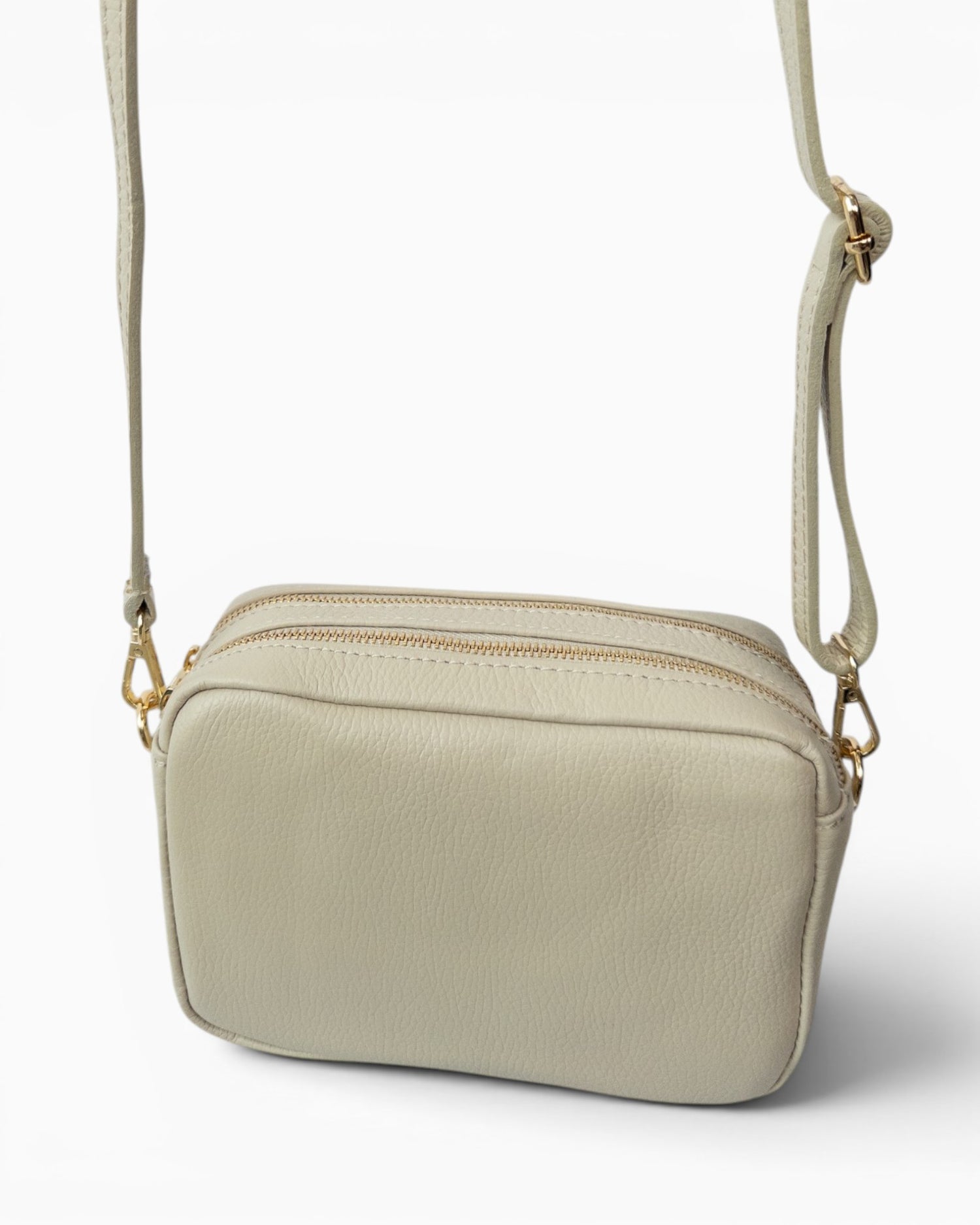 Leder-Umhängetasche beige