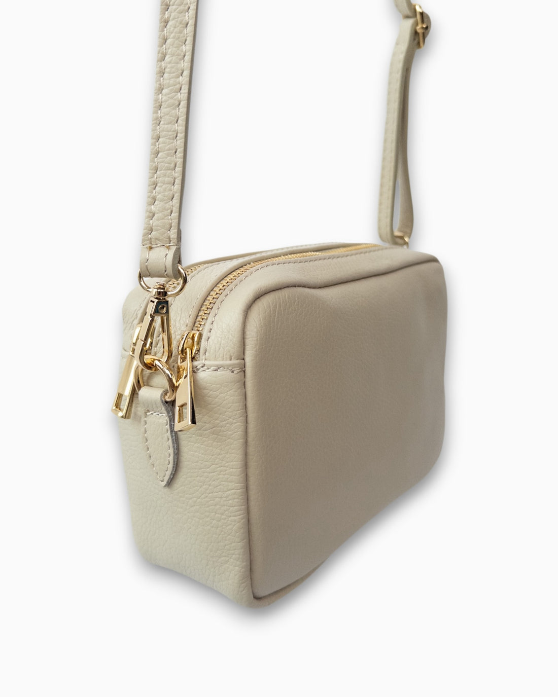 Leder-Umhängetasche beige