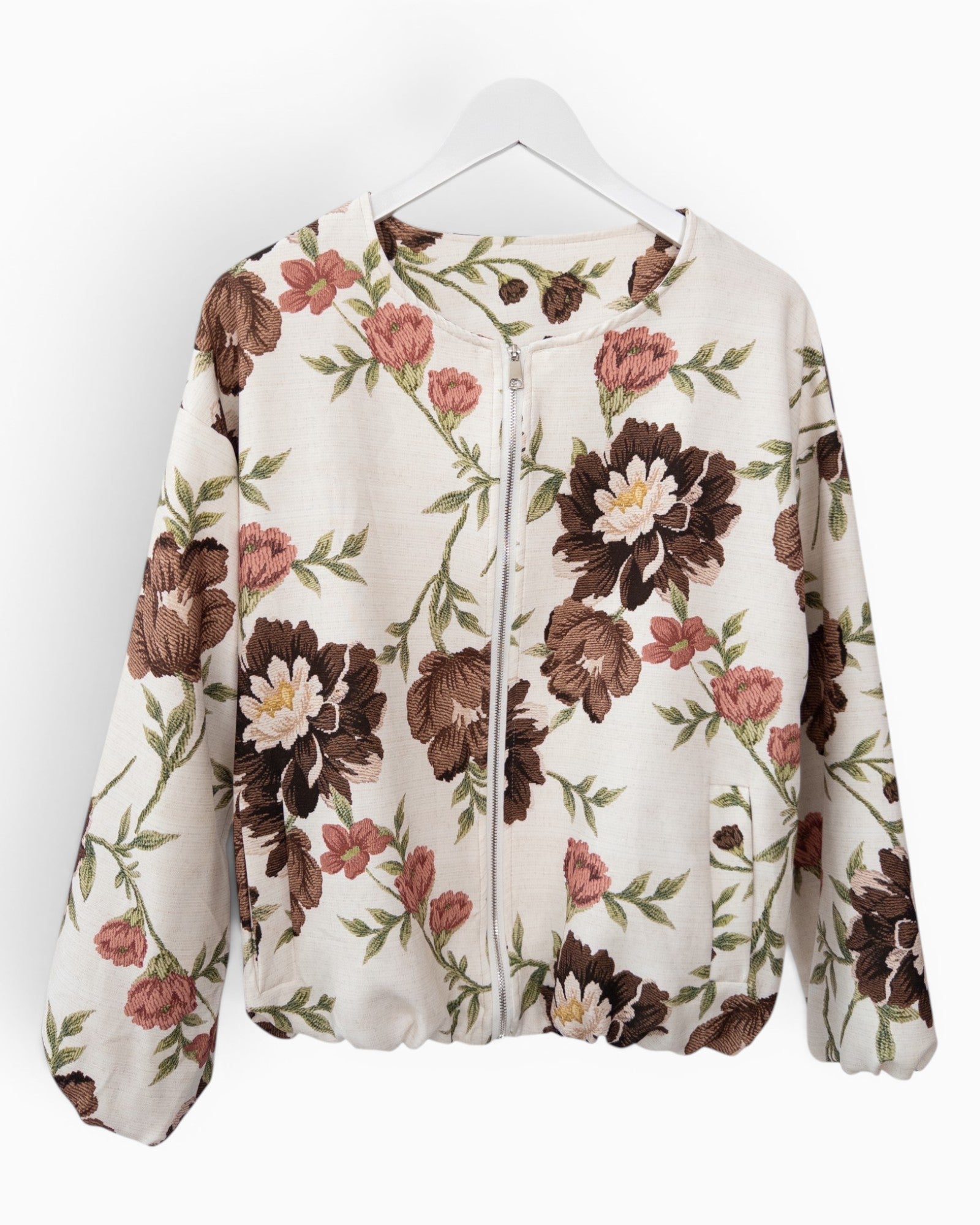 Blouson Jacke mit Blumenmuster creme