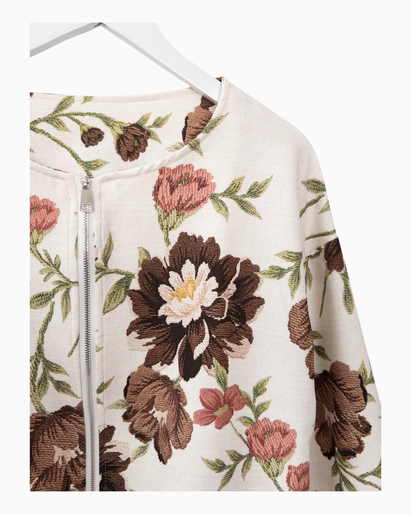Blouson Jacke mit Blumenmuster creme