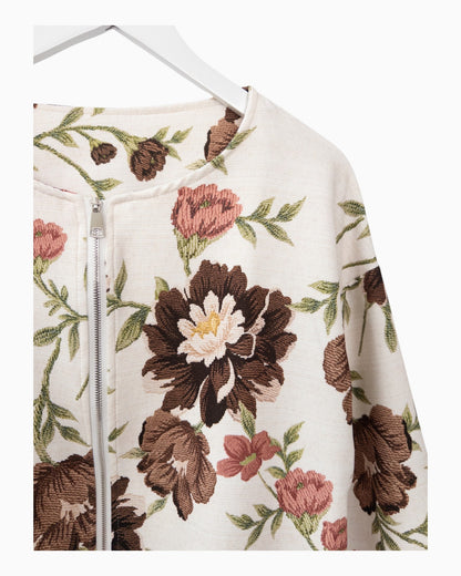 Blouson Jacke mit Blumenmuster creme