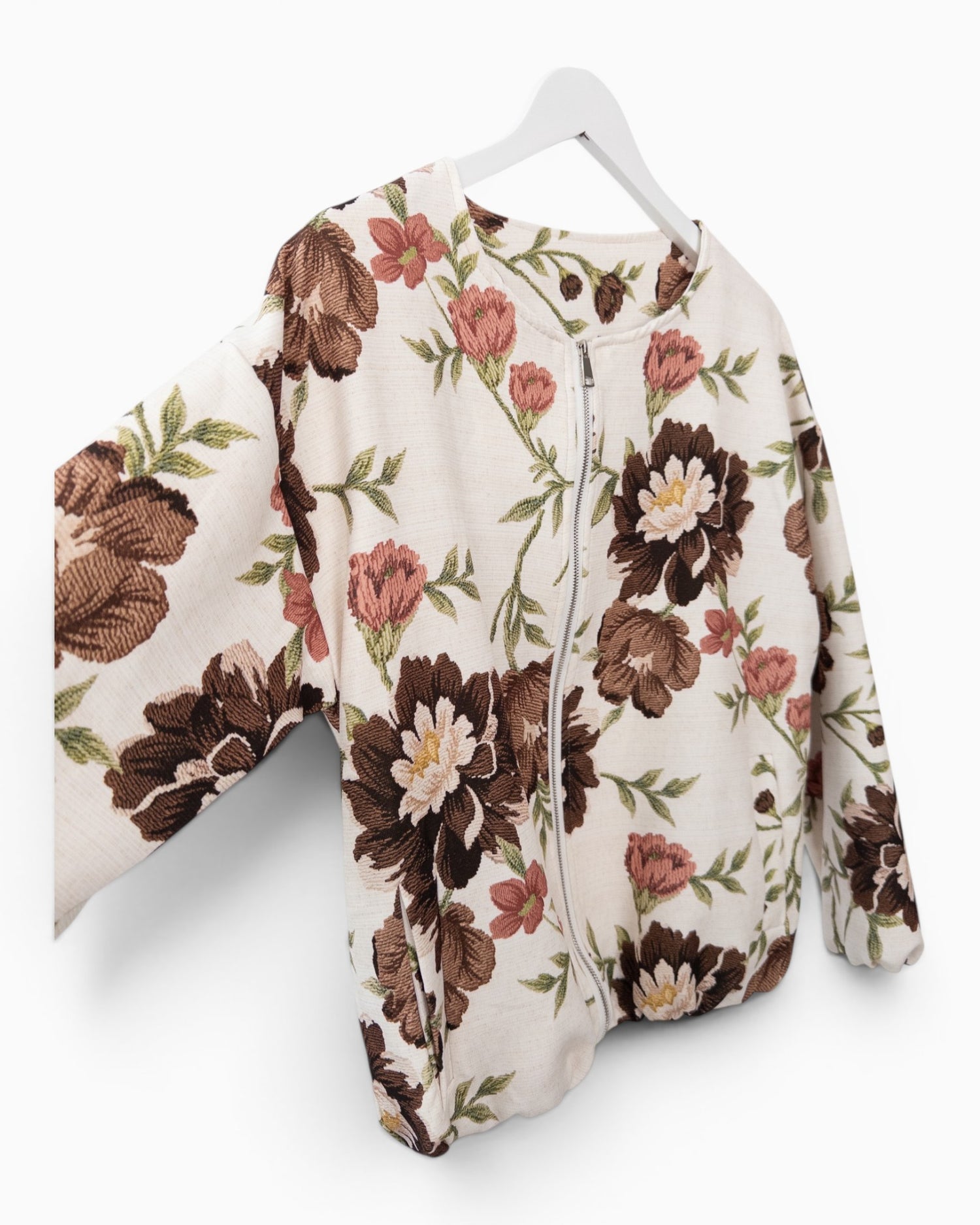 Blouson Jacke mit Blumenmuster creme