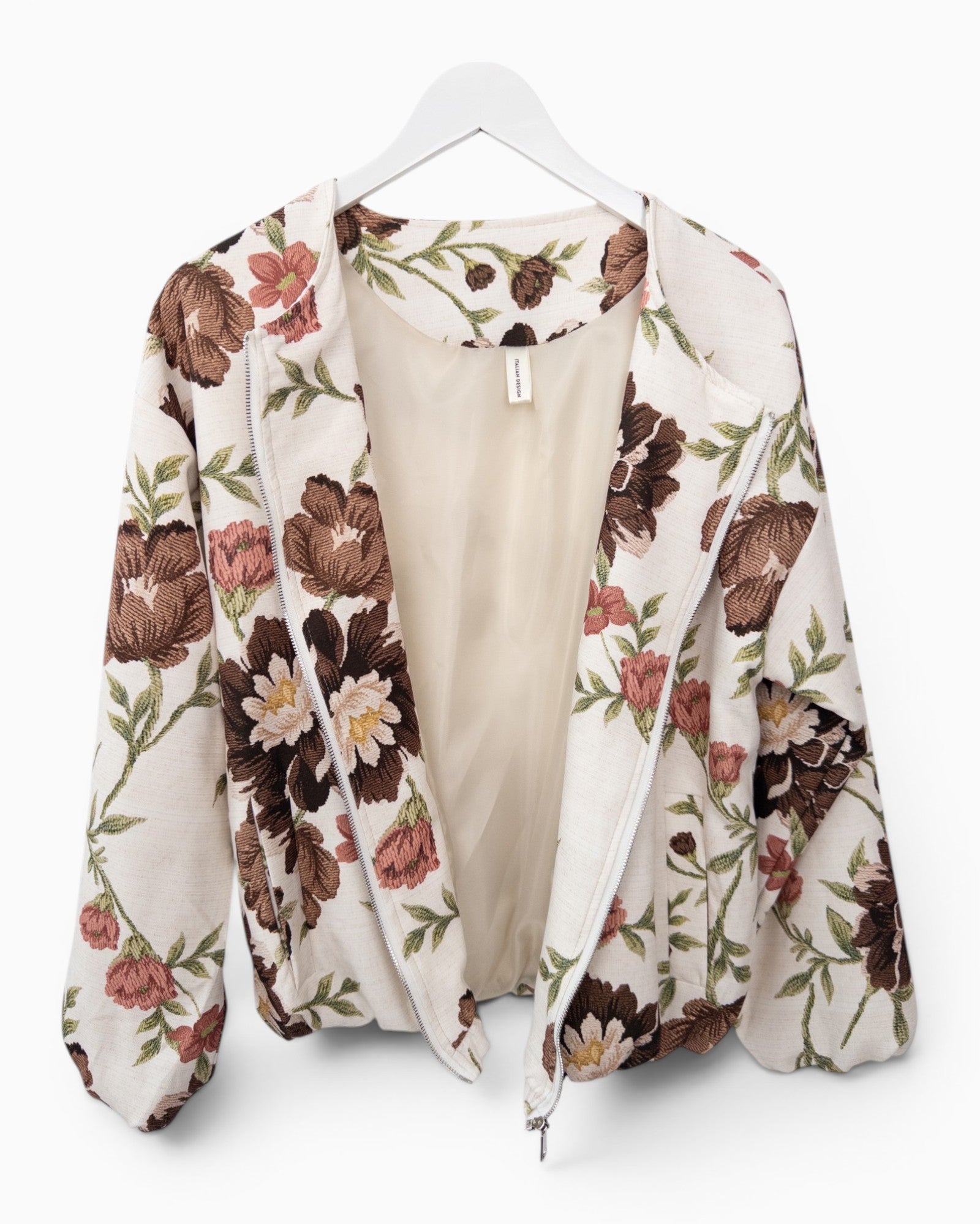 Blouson Jacke mit Blumenmuster creme