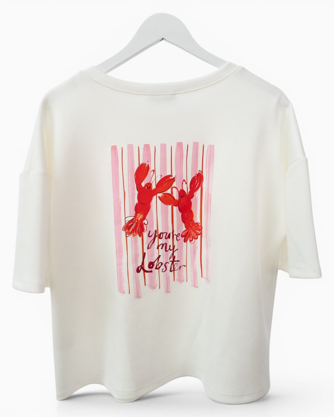 Shirt mit Hummermotiv und Rückendruck weiß