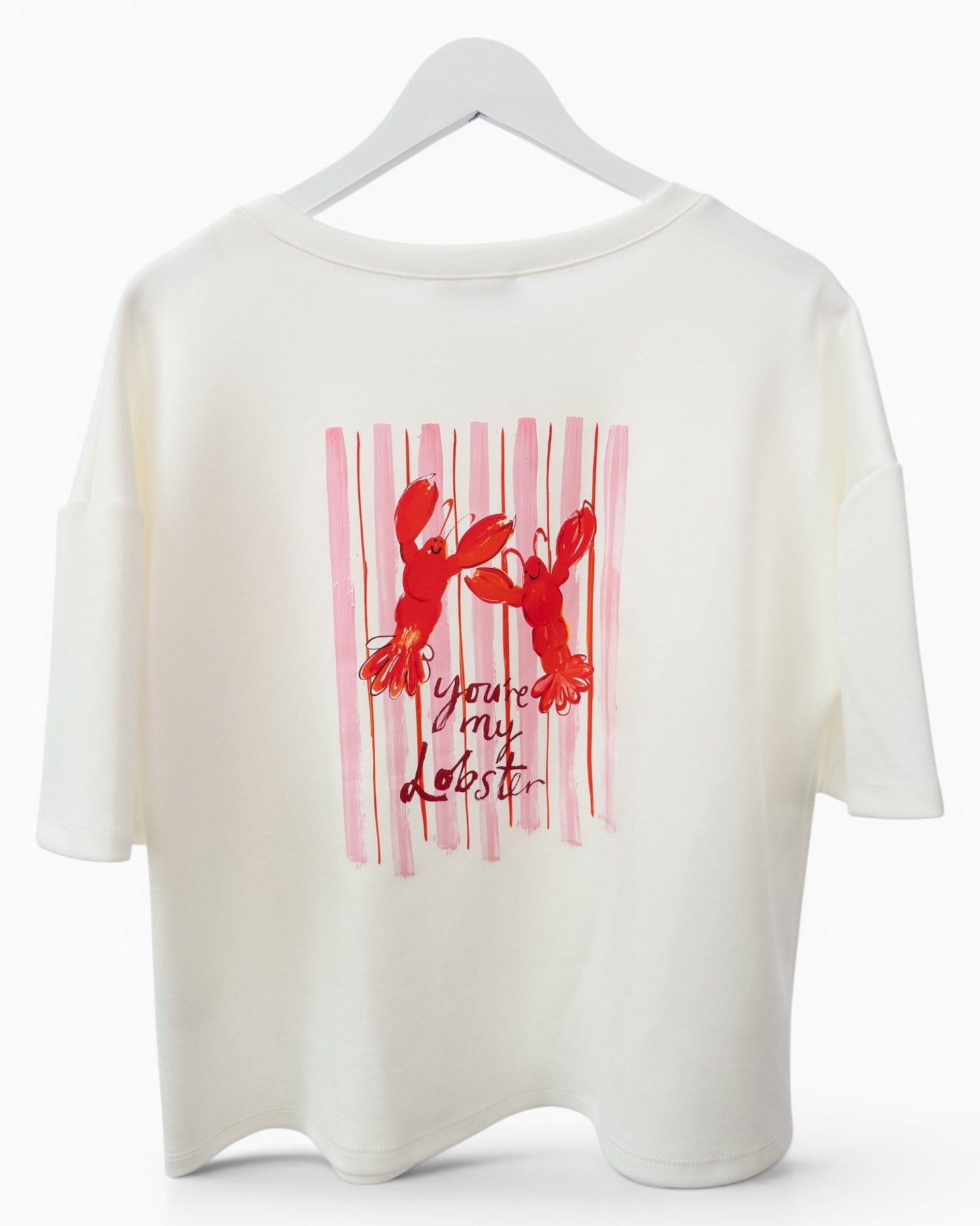 Shirt mit Hummermotiv und Rückendruck weiß