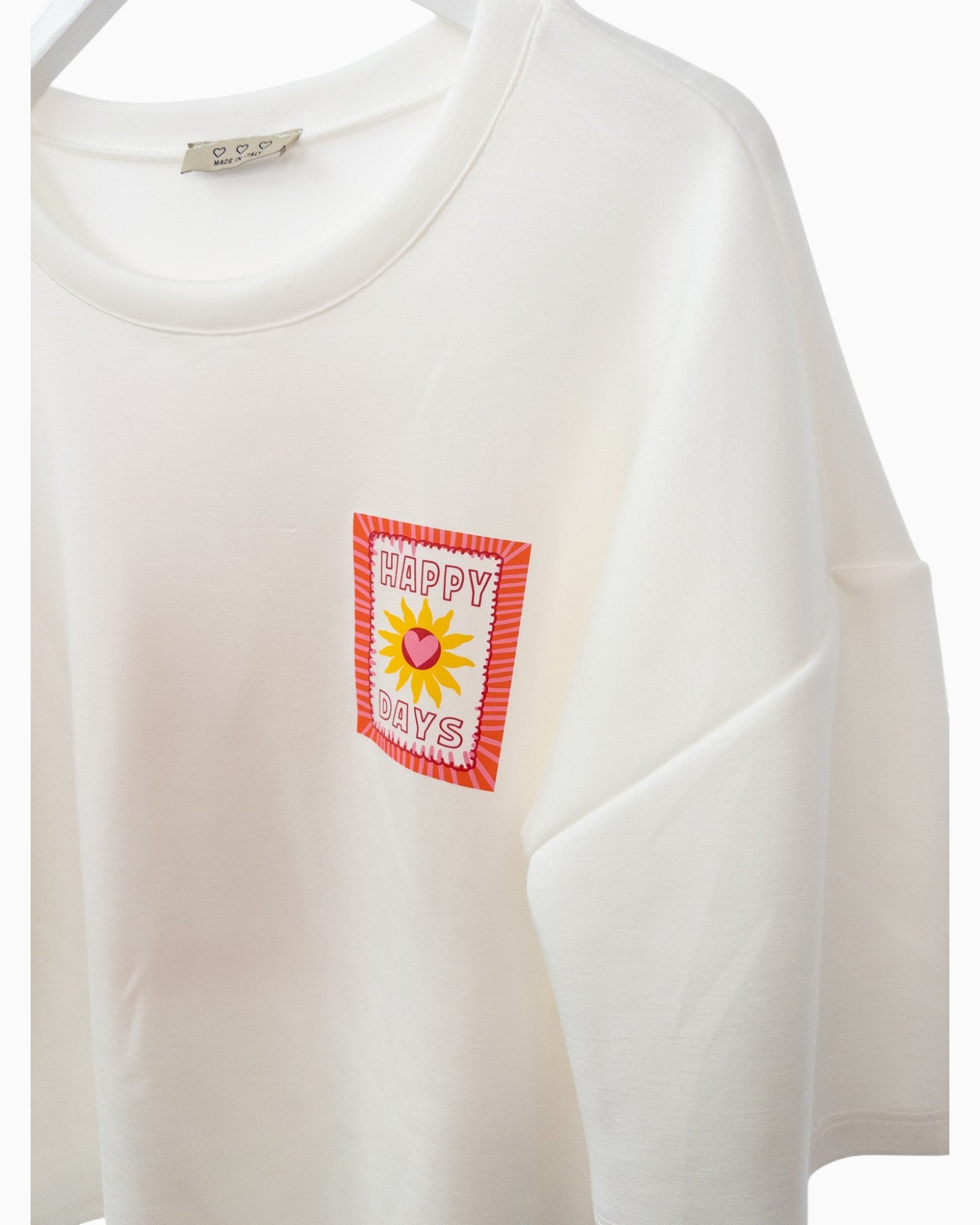 Shirt mit Happy-Days-Motiv und Rückendruck weiß