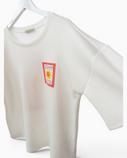 Shirt mit Happy-Days-Motiv und Rückendruck weiß
