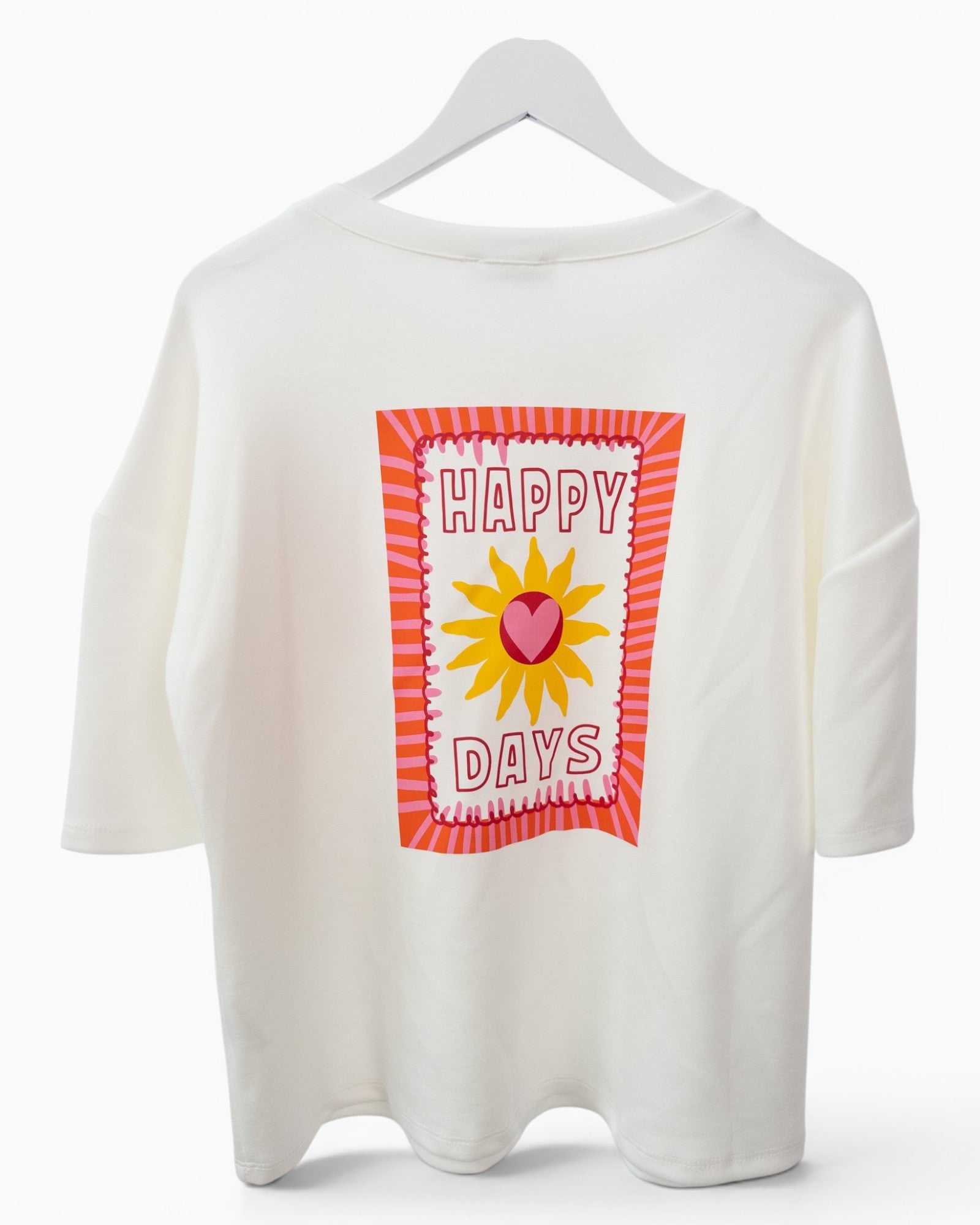 Shirt mit Happy-Days-Motiv und Rückendruck weiß