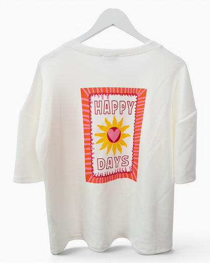 Shirt mit Happy-Days-Motiv und Rückendruck weiß