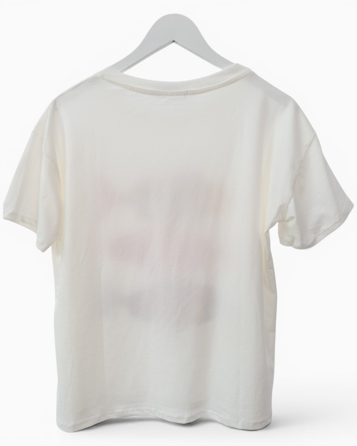 Shirt mit buntem Fischmotiv und Strassdetails weiß