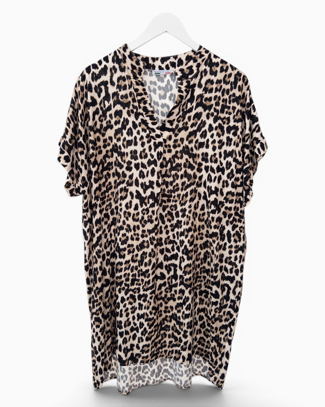 Leo Kleid mit V-Ausschnitt beige schwarz