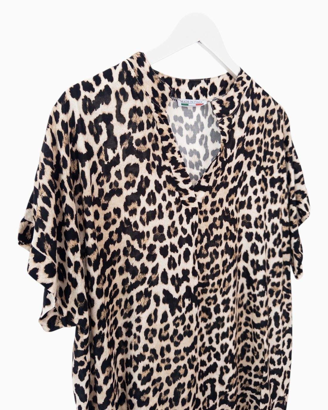 Leo Kleid mit V-Ausschnitt beige schwarz