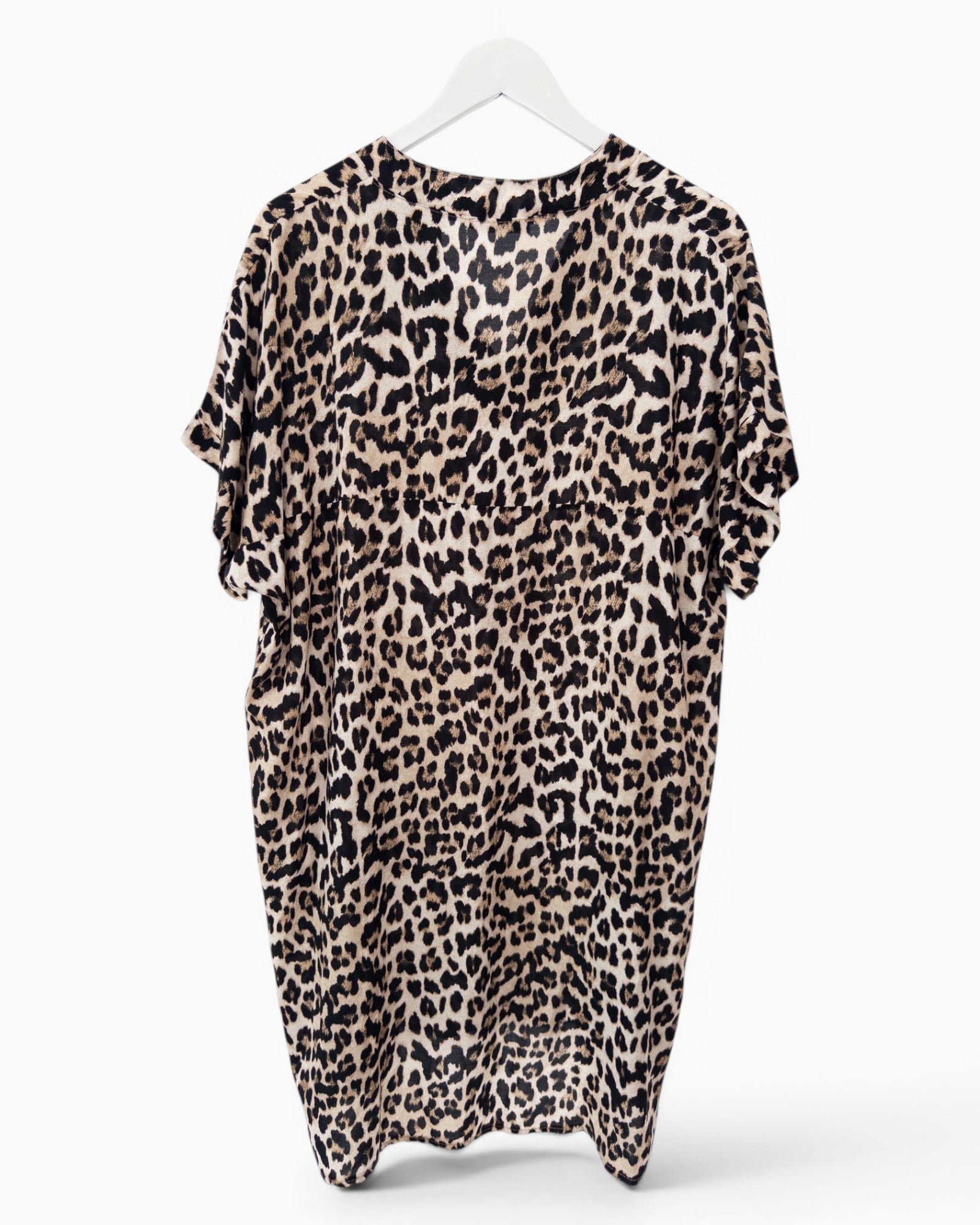 Leo Kleid mit V-Ausschnitt beige schwarz